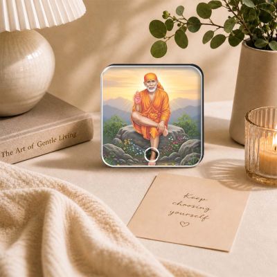 Shirdi Sai Baba Musical Fridge Magnet | Religious Return Gifts Devotional Spiritual Home Mandir Decor Rechargeable Speaker Home Decor